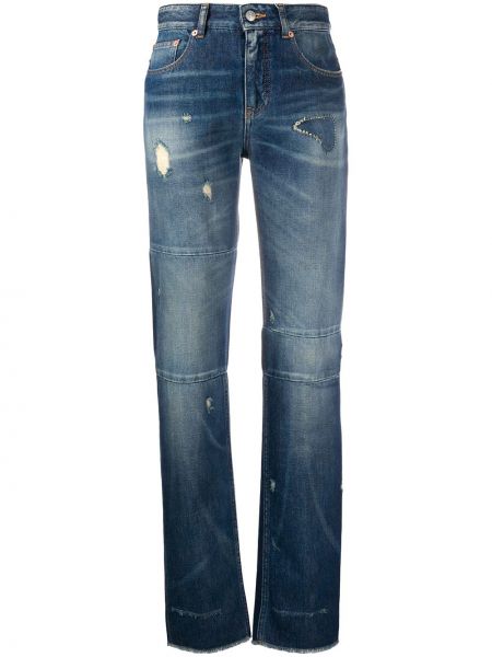 Proste jeansy z przetarciami Mm6 Maison Margiela niebieskie