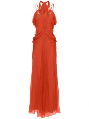 Hedvábné dlouhé šaty Alberta Ferretti oranžové