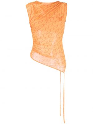 Асиметричен жакардов топ Jade Cropper оранжево
