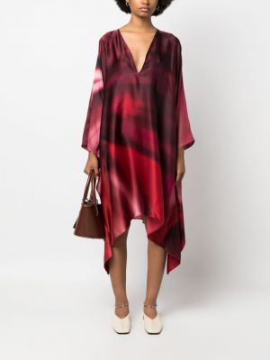 Hedvábné šaty s abstraktním vzorem Gianluca Capannolo červené