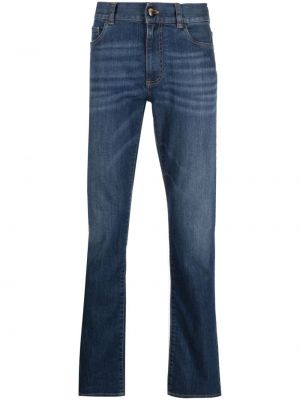 Straight fit džíny s nízkým pasem Canali modré