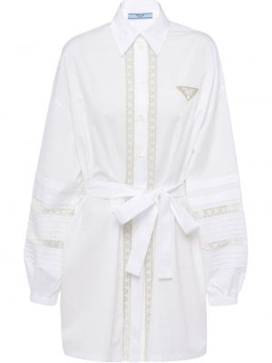 Φόρεμα σε στυλ πουκάμισο Prada λευκό