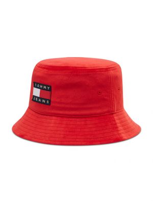 Sametový klobouk Tommy Jeans červený