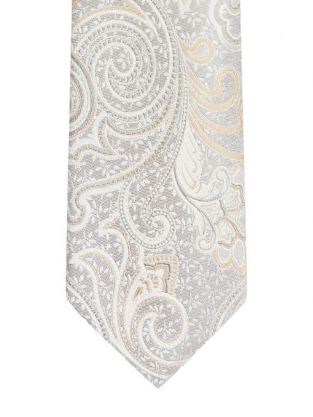 Žakárová hedvábná kravata Etro béžová