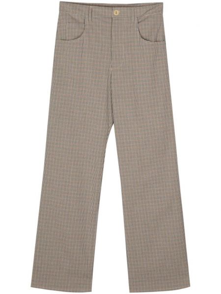 Ravne hlače s karirastim vzorcem Merci rjava