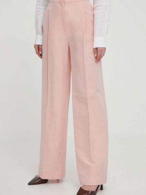 Pantaloni cu talie înaltă de in Barbour roz