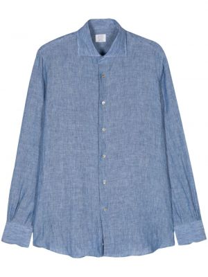 Λινό πουκάμισο Mazzarelli μπλε
