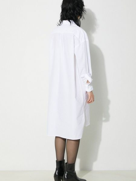 Pamučna midi haljina s vezom oversized Fiorucci bijela