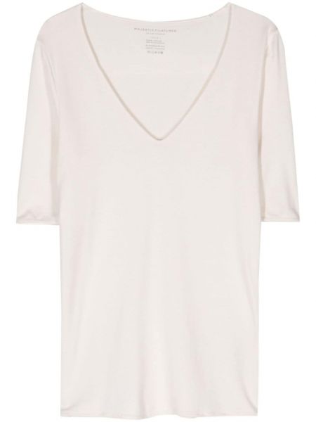 Jersey t-shirt mit v-ausschnitt Majestic Filatures weiß