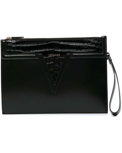 Lær clutch Versace svart