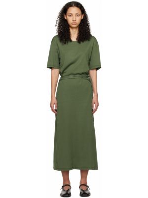 Зеленое платье-миди с поясом Lemaire