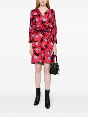 Sukienka w kwiatki z nadrukiem Dvf Diane Von Furstenberg czerwona