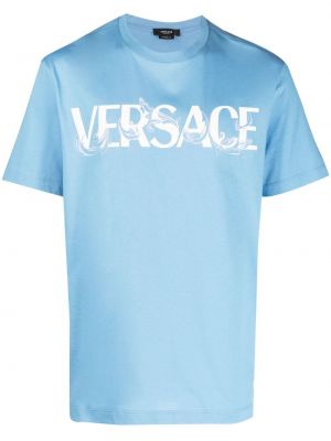 Памучна тениска с принт Versace