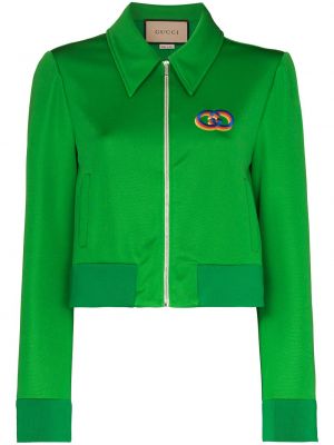 Куртка с вышивкой Gucci, зеленая