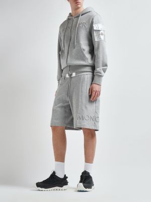Shorts en coton en coton en jersey Moncler gris