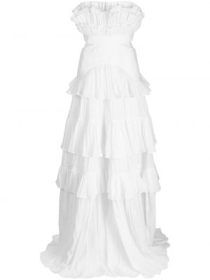 Sukienka długa z falbankami Acler biała