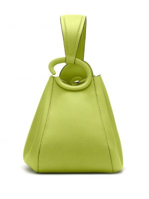 Leder shopper handtasche Oscar De La Renta grün