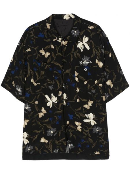 Chemise brodée à fleurs à imprimé Sacai noir