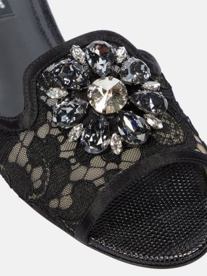 Čipkované sandále Dolce&gabbana čierna