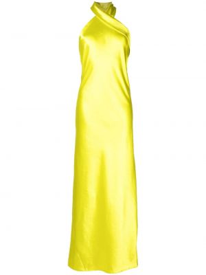 Σατέν βραδινό φόρεμα Galvan London κίτρινο