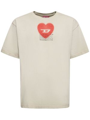 Camiseta de algodón de tela jersey Diesel gris