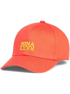 Bombažna kapa s šiltom z vezenjem Nina Ricci oranžna