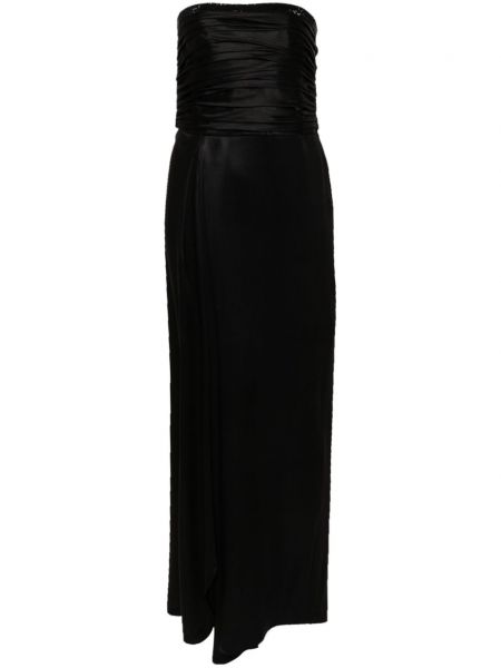 Μεταξωτή φουσκωμένο φόρεμα με πετραδάκια Giorgio Armani μαύρο