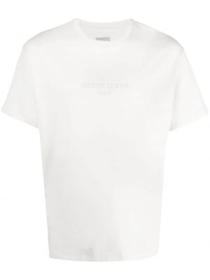 Bavlněné tričko s výšivkou Guess Usa bílé