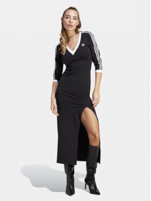 Slim fit dlouhé šaty Adidas Originals černé