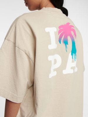 Тениска с принт Palm Angels бежово