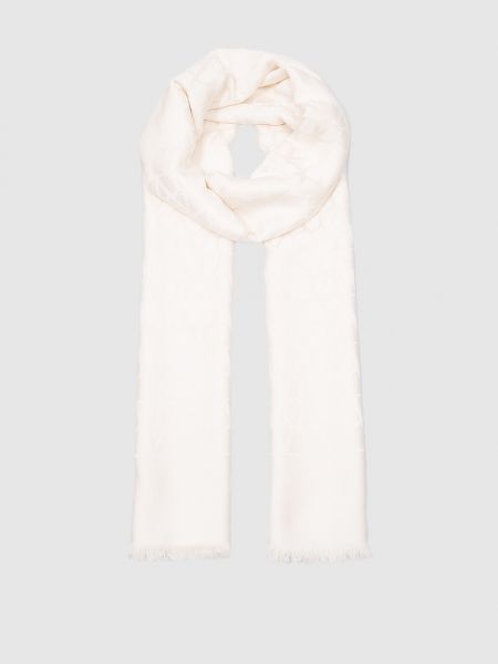 Шелковый шерстяной шарф Valentino белый