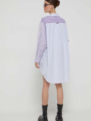 Oversized bavlněné mini šaty Tommy Jeans fialové