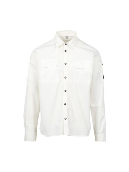 Koszula bawełniana z kieszeniami C.p. Company biała