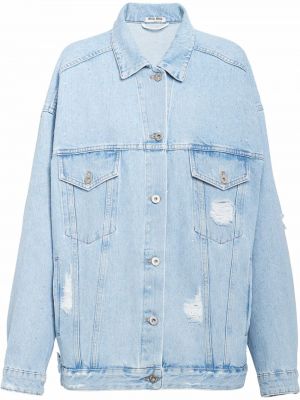 Roztrhaná džínsová bunda Miu Miu modrá