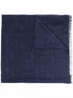 Echarpe à franges en tricot Emporio Armani bleu