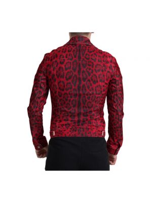 Chaqueta vaquera con estampado leopardo Dolce & Gabbana rojo