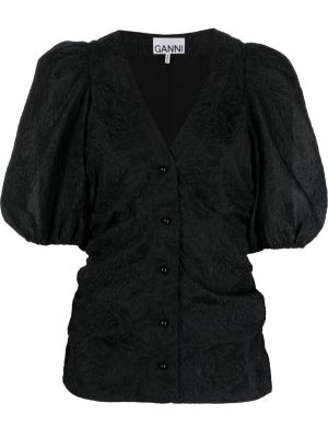 Bluză din jacard Ganni negru
