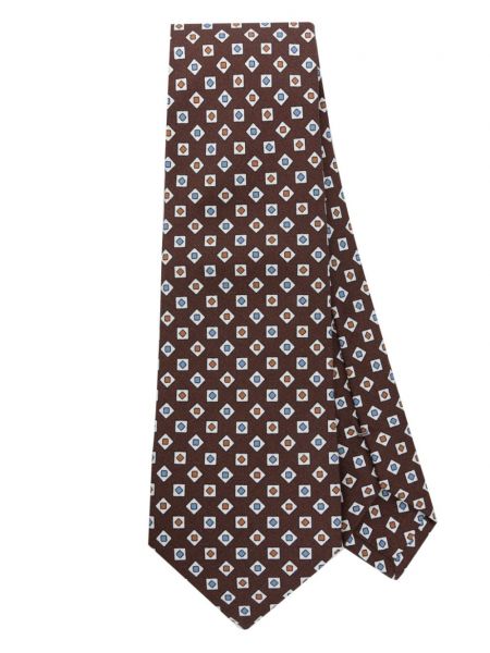 Jacquard svilena kravata Canali smeđa