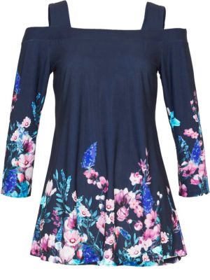 Рубашка в цветочек с принтом Bpc Selection Premium синяя