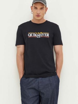 Памучна тениска с дълъг ръкав с принт Quiksilver черно