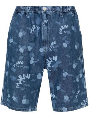 Shorts en jean à imprimé Marni bleu