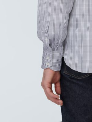 Camicia di cotone a quadri Tom Ford grigio