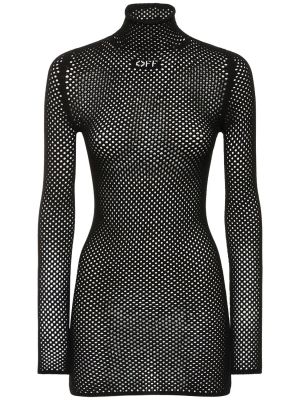 Viskózové mini šaty se síťovinou Off-white černé