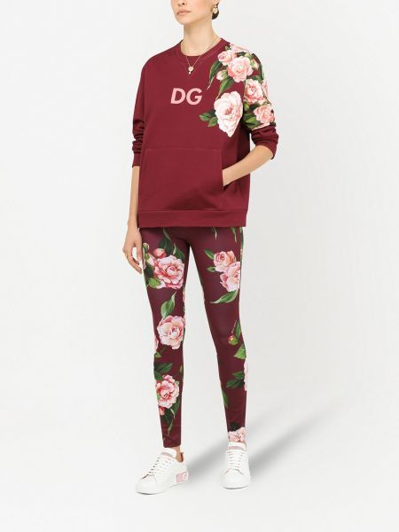 Leggings à fleurs Dolce & Gabbana rouge