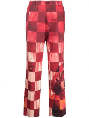 Bombažne ravne hlače iz rebrastega žameta Kidsuper rdeča