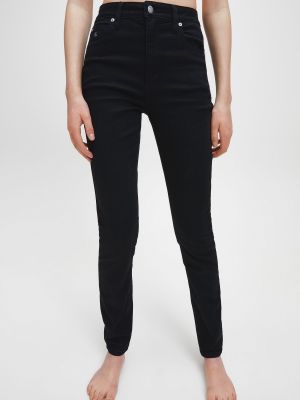 Зауженные джинсы с высокой талией слим Calvin Klein Jeans черный