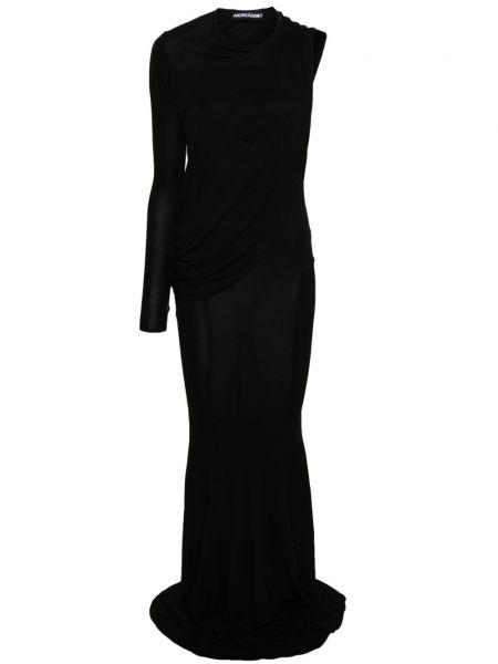 Drapované asymetrické večerní šaty Andreadamo černé