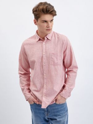 Lněná košile Gap růžová
