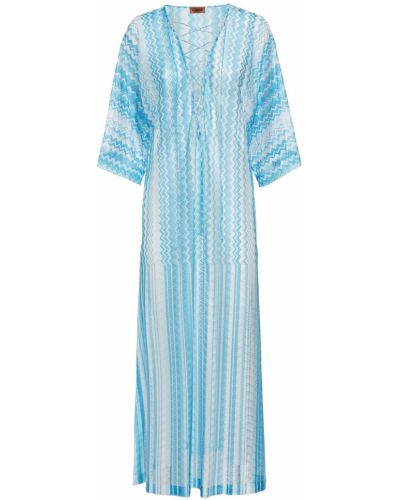 Robe longue à imprimé à motif chevrons Missoni bleu