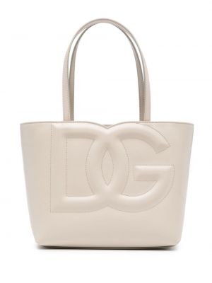 Кожени шопинг чанта Dolce & Gabbana бежово
